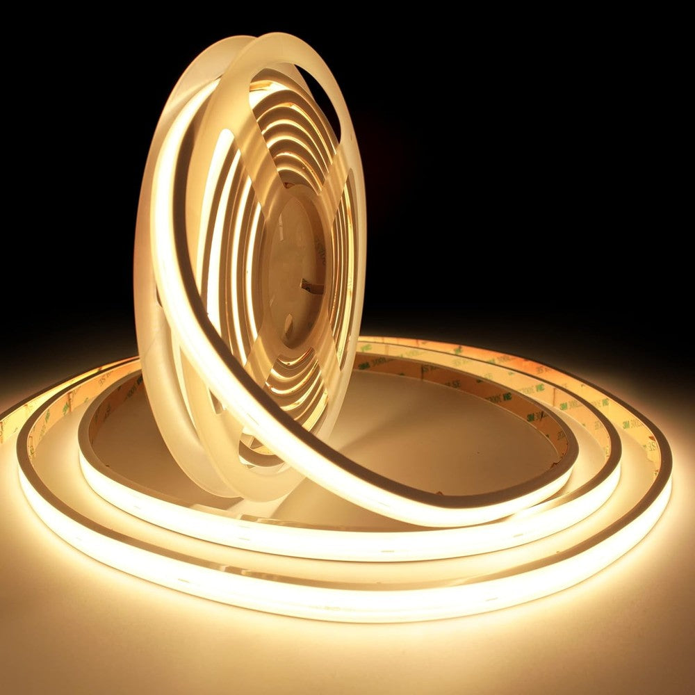 5 meter lang COB-LED-strips med 280 LED pr. meter, 10W/m, IP20, 24V, RA90, 700lm/m, IP65
