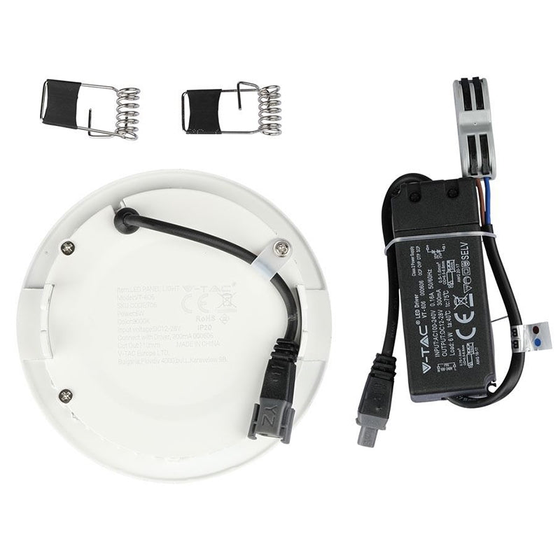 6W LED Indbygningspanel - 3000K - Rund