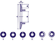 Pilskive til 21mm knap (grå - sort trekant)