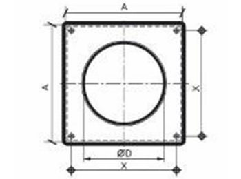 Vægflange - 135x135mm, Ø105mm, Hvid