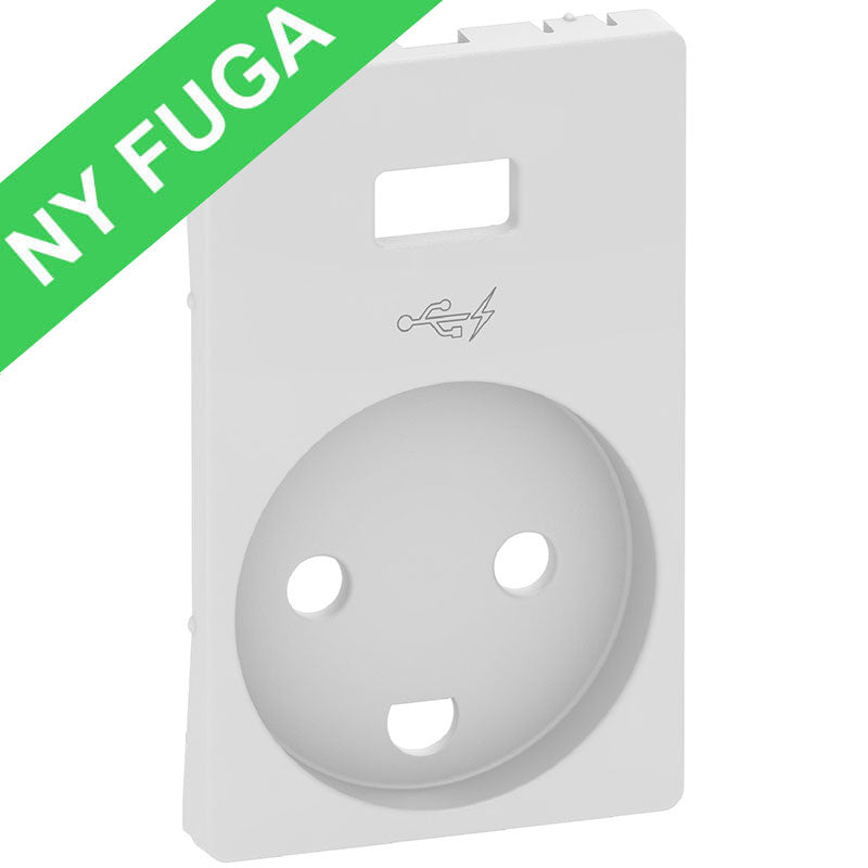 Afdækning for stikkontakt 1½m med USB hvid