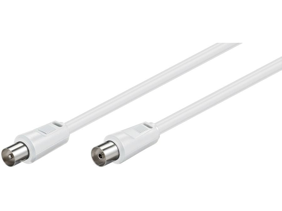 Antennekabel - COAX han/hun, RG59 CSS, Hvid (1,5m)