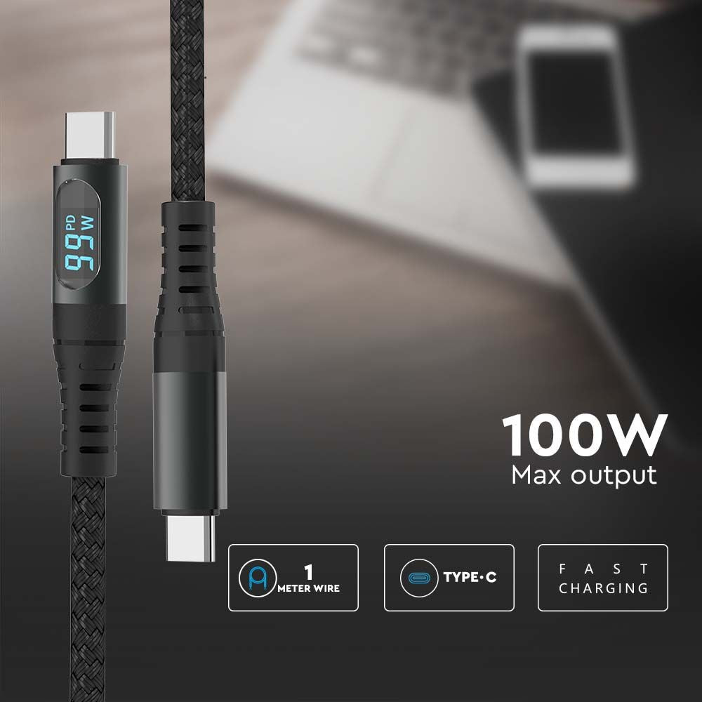 1m USB-C-kabel - sort
