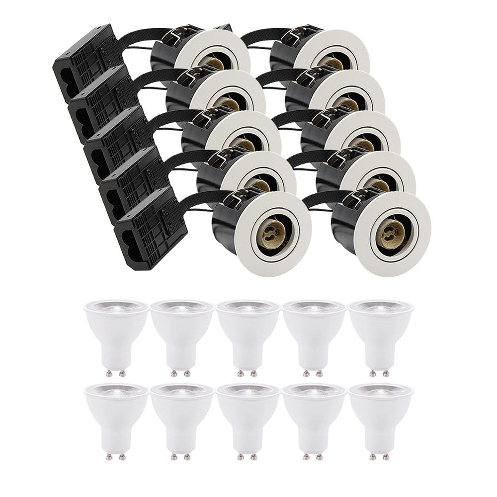 10 stk. Inno88 indbygningspotter - inkl. 6W RA97 GU10, mat hvid, IP44, godkendt i isolering (230V)