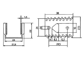 Køleplade - TO220 u. printben 13.5°C/W (48x26x14mm)
