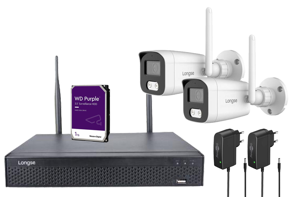 HD CCTV Wi-Fi IP Video-overvågningssæt inkl. 2 kameraer