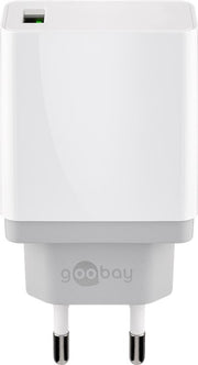 Netadapter - 5Vdc 18W, QC3.0 lynopladning, USB-A, Hvid