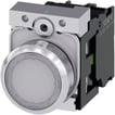 Lystrykknap 22 mm rund metal skinnende hvid flad momentan kontakt type med holder 1NO LED modul med