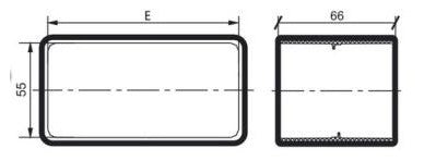Rektangulær forbindelsesstykke - 110x66x55mm