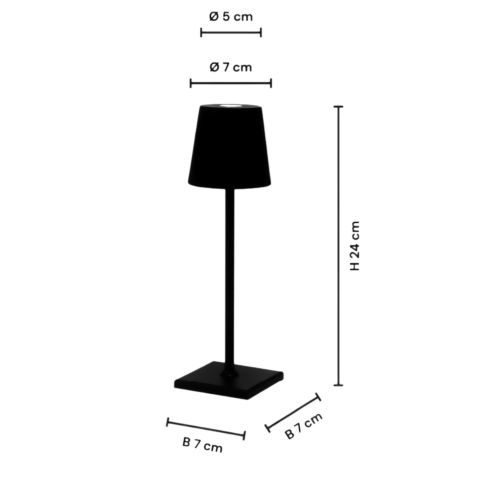 Opladelig LED mini bordlampe i Guld med touch dæmpning og IP54 beskyttelse