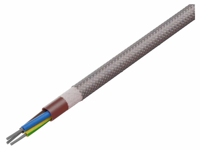 Silikonekabel, udvendig trådflet, 3x1,5mm² 180°C (metervare)