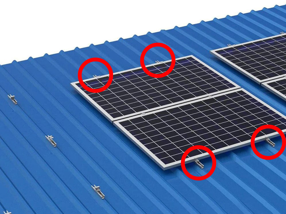 Solpanel ende-monteringsbeslagsæt - 4 dele, Alu.