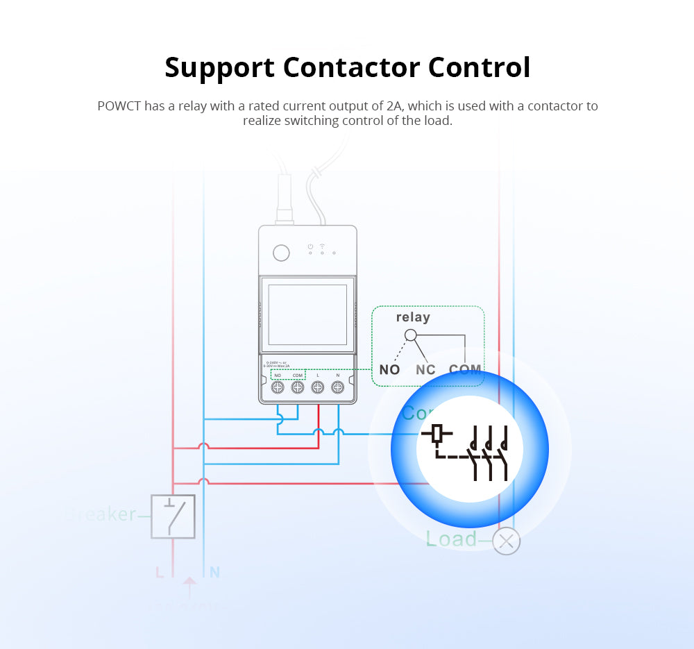 Pow Ring - Wi-Fi Smart Switch m. strømmåler, 100A