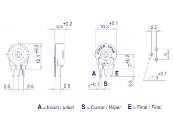 Lodret trimmepotmeter - 4,7kOhm, lille 10mm, skruetrækker