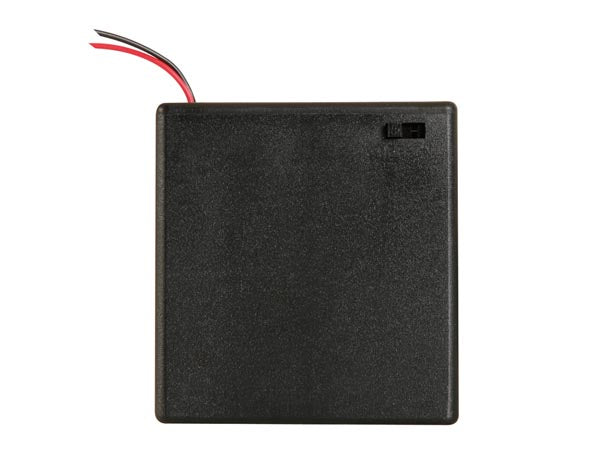 Batteriholder til 4xAA bat. m. afbryder, Sort (m. ledn.)