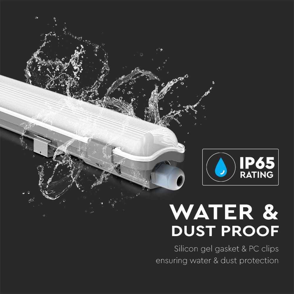 Vandtæt LED Rør Lampe - 22W, 150cm, 6400K, IP65, 2000lm, RA80