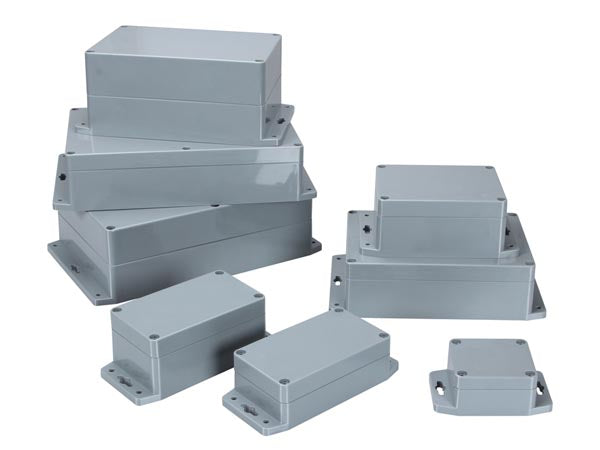 Plastkabinet m. flanger - GRÅ, IP65 (222x146x75mm)