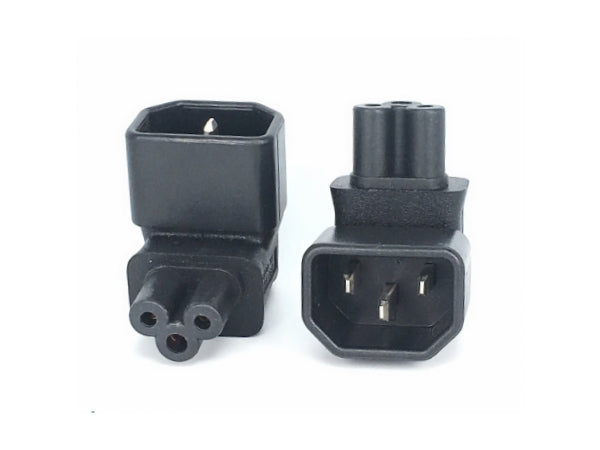 Strømadapter - C14 hun til C5 ("Mickey Mouse") han, 90°