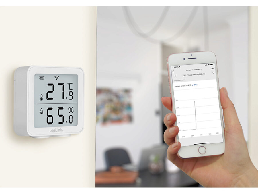 Wi-Fi temperatur- og fugtighedssensor, Tuya-kompatibel