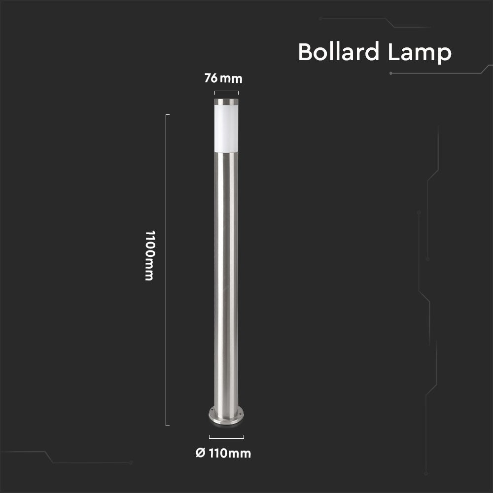 Udendørs pullertlampe i rustfrit stål (110 cm) med satin nikkel finish - IP44 beskyttet