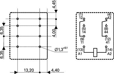 Heavy duty relæ - 24VDC / 12A, 2 x skifte (DPDT)