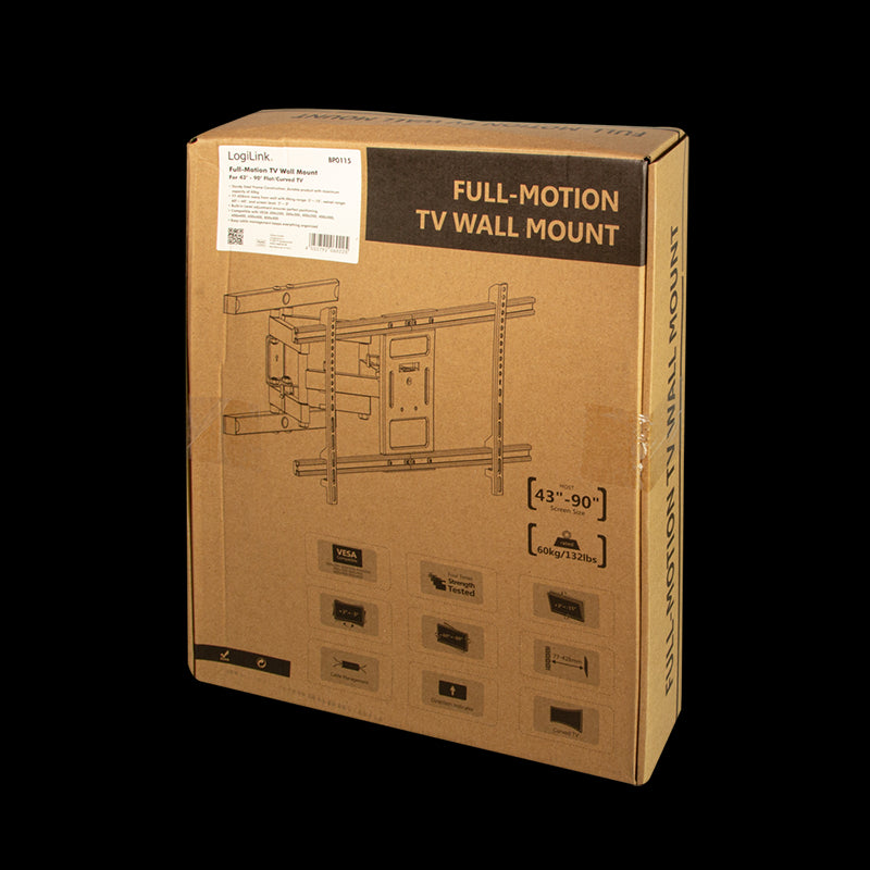 TV vægbeslag  43-90" 60kg, tiltbar og drejbar 77–428mm