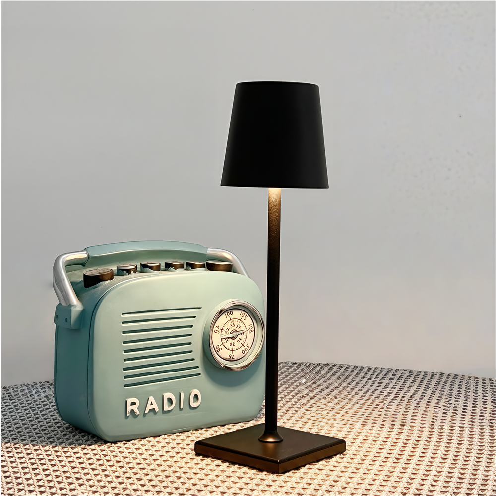 Opladelig LED mini bordlampe - Sort, touch dæmpbar, IP54, 2W, 200lm, RA80, IP54