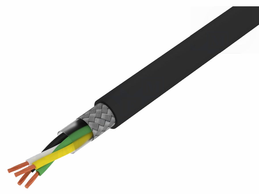 Multikabel, skærmet - 4x0,5mm² trådet Sort (metervare)