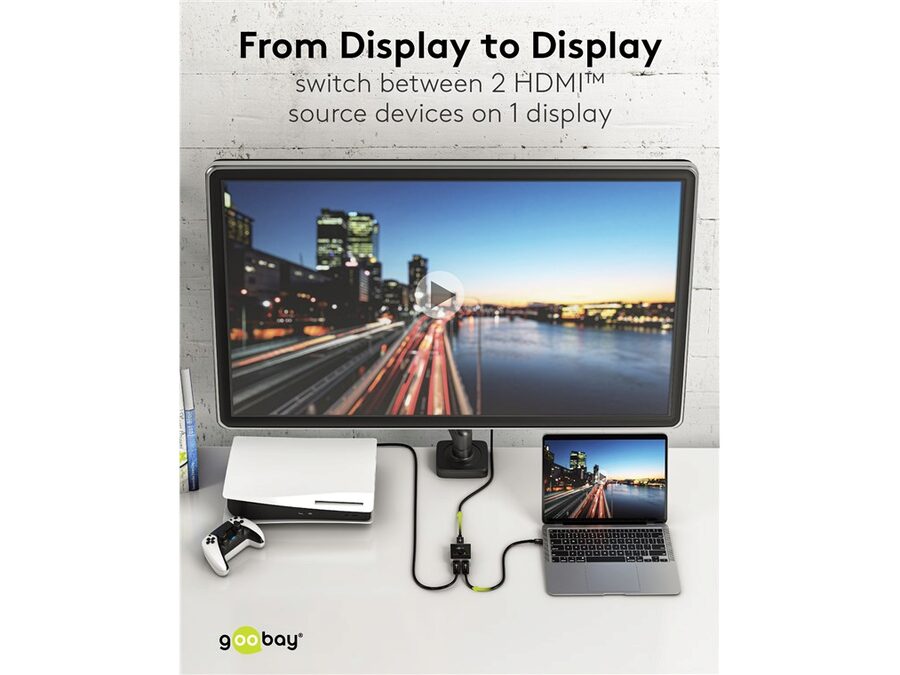 HDMI 2.0 switch - 2 ind til 1 ud, 4K/60Hz, HDCP