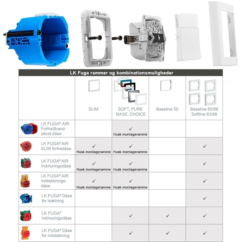 LK Fuga ramme SOFT 63 1m - hvid