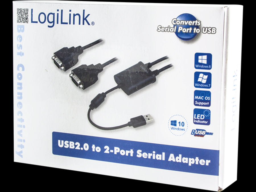 USB 2.0 til 2 x Seriel RS232 konverter