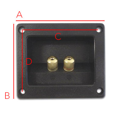 Højttaler skrueterminal - 2 x skrue, Guld, Kvadrat