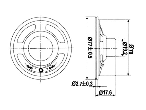 Minihøjttaler - 1W / 8ohm, Ø77mm