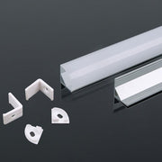 Monteringssæt til LED-strips i hjørner - 2000x15.8x15.8mm, sølvfarvet
