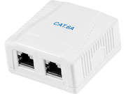 Cat.6A udtag til vægmontage - 2 x RJ45 hun, uskærmet