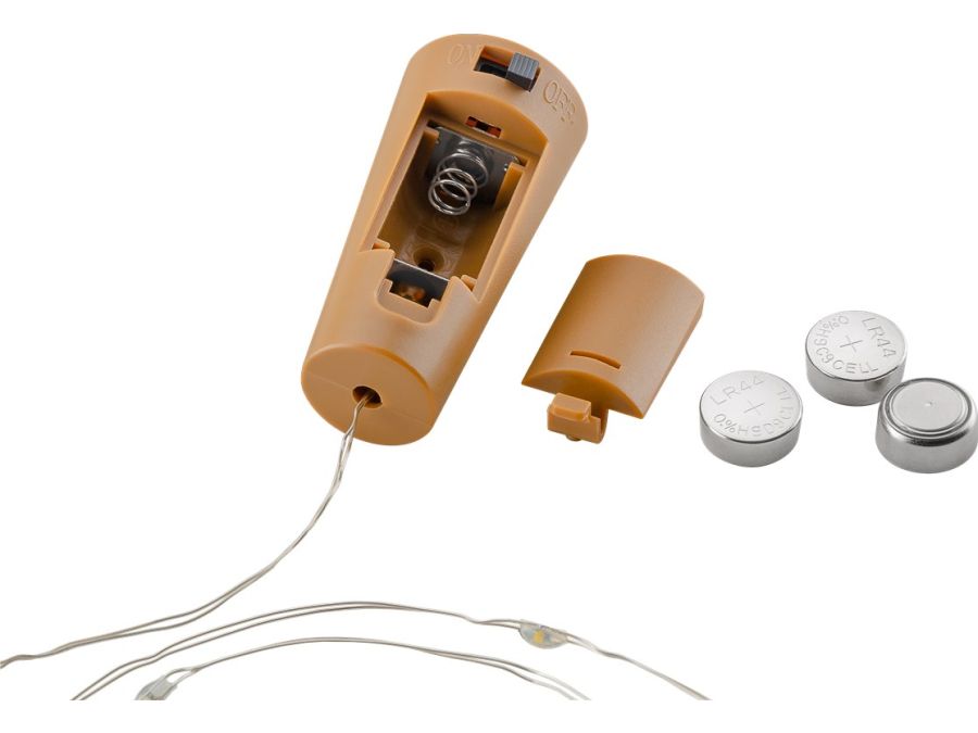 LED lyskæde med prop til flasker - 20 LEDs, 2m (10 stk.)