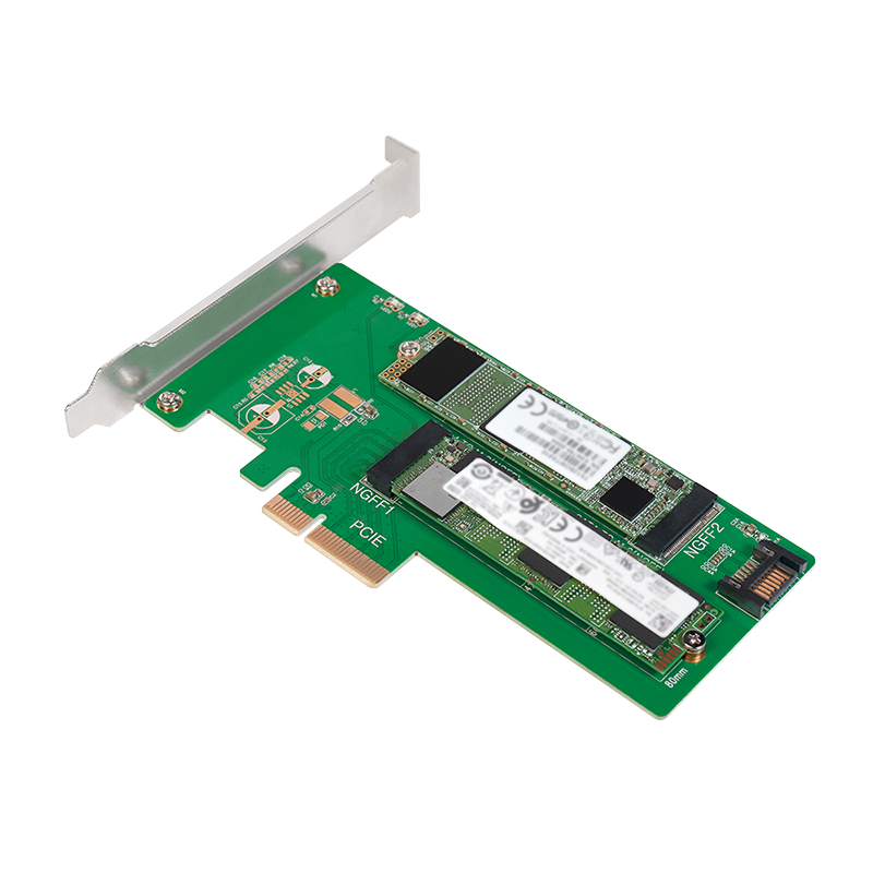 PCI-Express kort - PCIe til M.2 NGFF + SATA til M.2 NGFF SSD