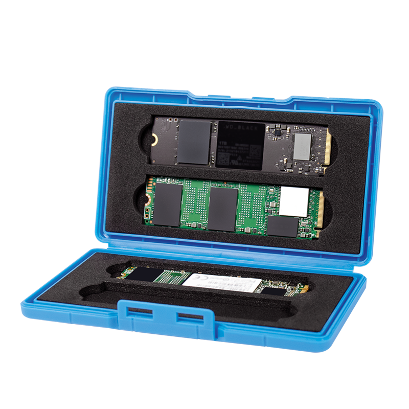 Opbevaringsboks til 4 x M.2 NGFF/NVMe SSD, Blå