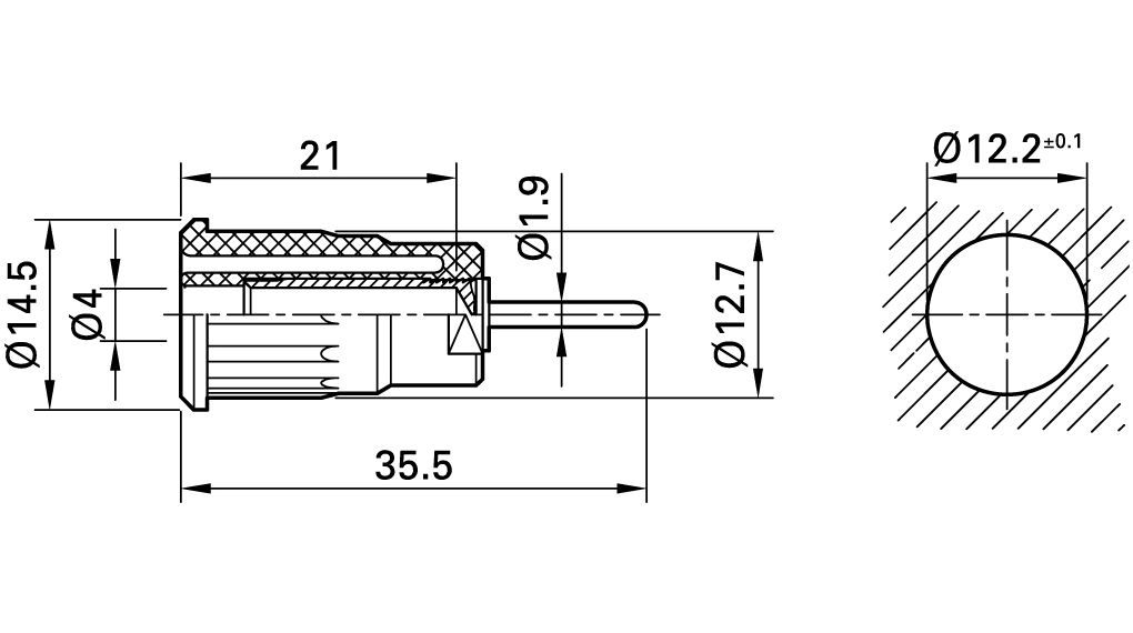 Sikkerheds-bananbøsning, Rød 4mm - loddetype