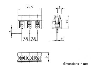 Print Skrueterminal - 3pol, 7,5mm benafstand, Hvid