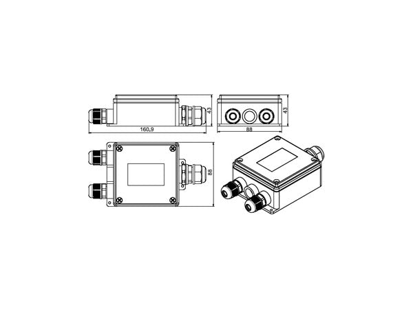 3-vejs terminalboks, vandtæt (IP68)