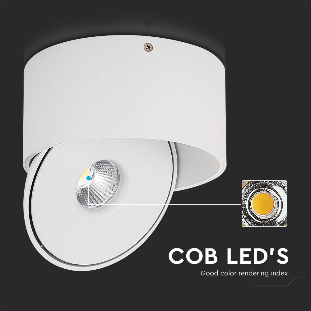 30W Overflade COB Downlight - 3i1, Hvid Hus, 28W Effekt, 2500lm, RA90
