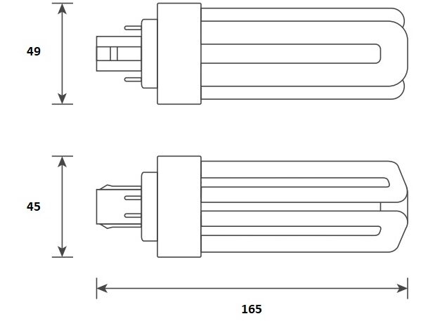 LED PL kompaktrør - 13W (42W), GX24q, AC (830)