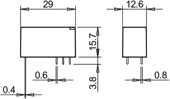 Miniature printrelæ - 12VDC / 8A, 2 x skifte (DPDT)
