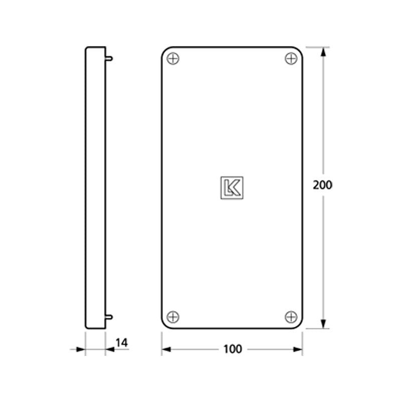 Flerepolet kombikasse dæksel 100 x 200 mm