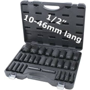 BaTo krafttopsæt 1/2" 10 - 46 mm, lang, 6kt. 29 dele