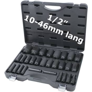 BaTo krafttopsæt 1/2" 10 - 46 mm, lang, 6kt. 29 dele