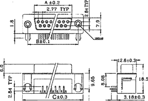 D-SUB stik - 15pol han, 90° vinklet, til print