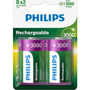 PHILIPS Genopladeligt batteri, NiMH, D LR20, 2 stk.