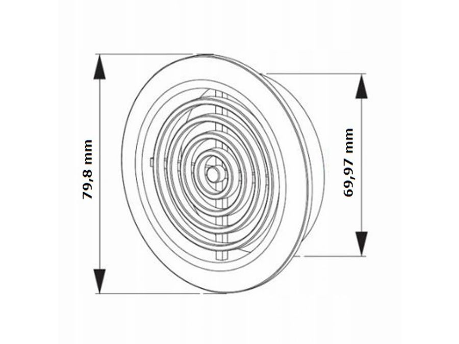 Rund møbel-ventilationsrist - Ø70mm, Grå